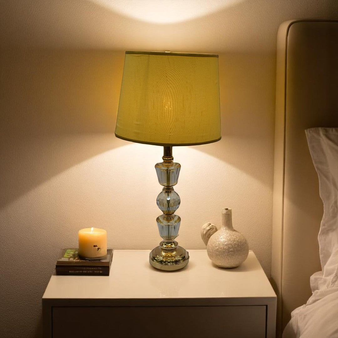 Serin Slimline Brass Crystal Side Table Lamp